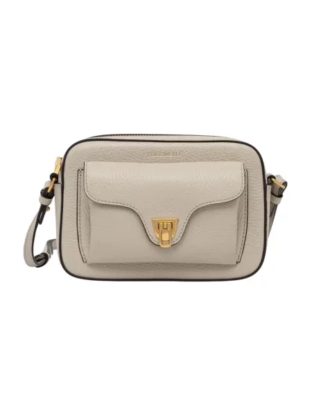 Coccinelle torebka crossbody skórzana beżowa