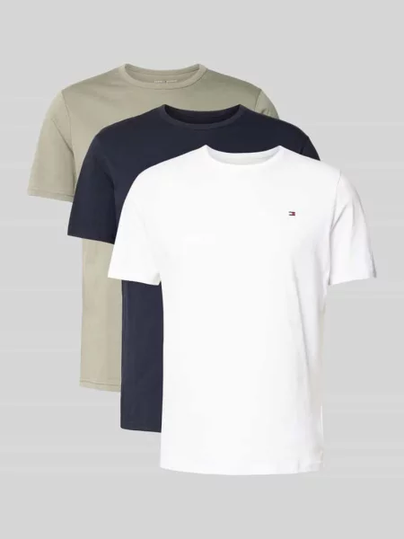 T-shirt o kroju regular fit z czystej bawełny w zestaw 3 szt. Tommy Hilfiger biała