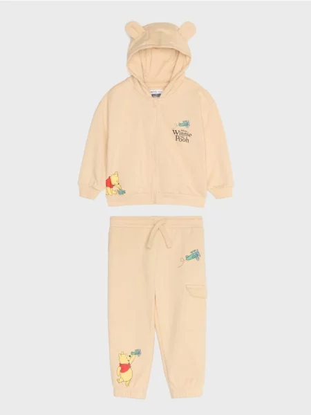 Sinsay Tepláková souprava Winnie the Pooh: mikina na s 3D oušky a jogger kalhoty béžová