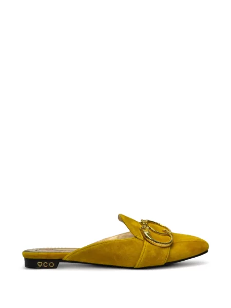 Papuci tip mules Charlotte Olympia cu cataramă galben