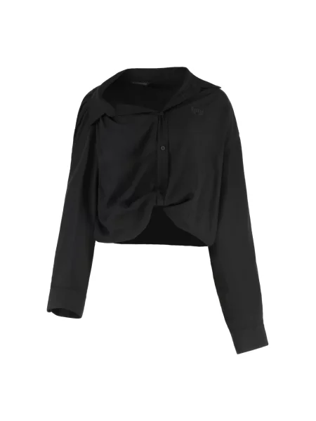 Lniana kurtka koszulowa Balenciaga czarna