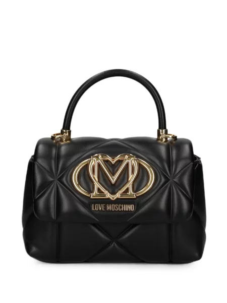 Geantă shopper Love Moschino cu autograf negru