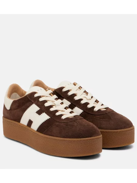 Sneakerși Hogan din piele de căprioară cu platformă maro
