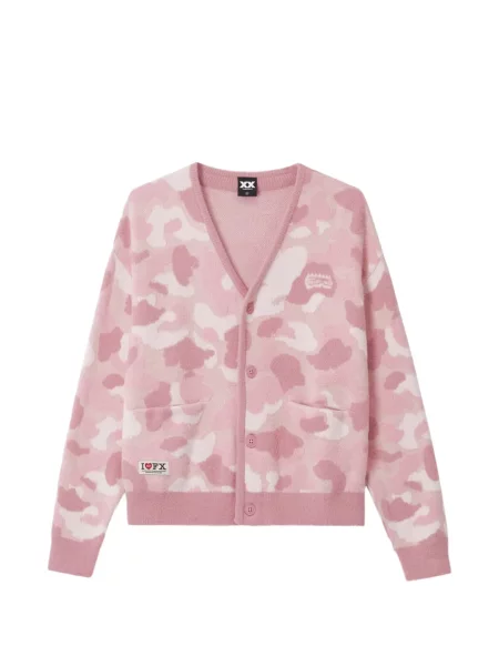 Cardigan Fingercroxx tricotate cu model camuflaj roz