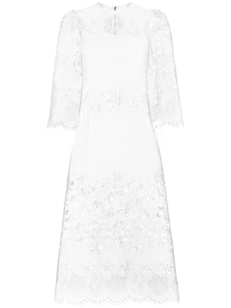 Sukienka midi Dolce And Gabbana do kolan garniturowa ze stretchu biała