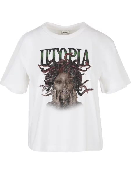 Mister Tee Tričko Utopia šedá / černá bílá