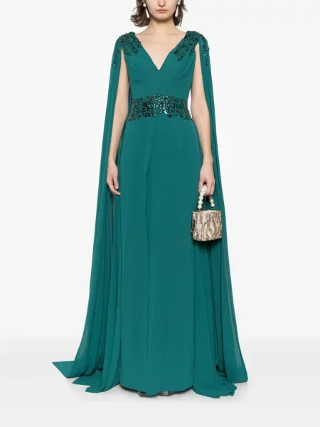 Rochie Saiid Kobeisy din crep de costum verde