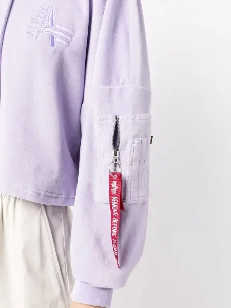 Βελούδινο hoodie Alpha Industries μωβ