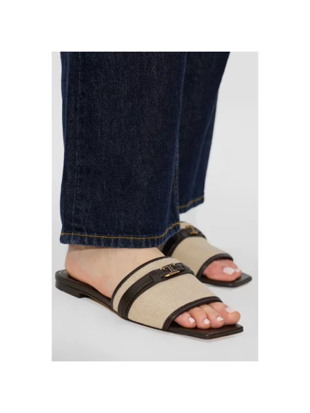 Klapki Tod's skórzane beżowe