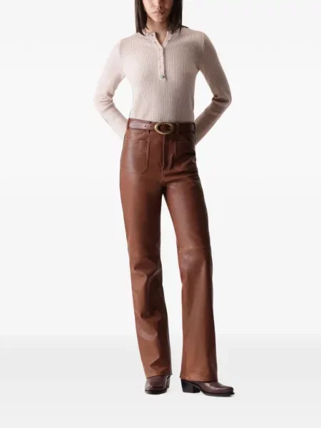 Pantaloni Fortela din piele maro