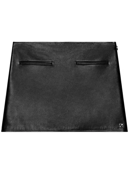 Mała mały spódnica skórzana Courreges czarna