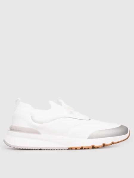 Кросівки з фактурним логотипом Brunello Cucinelli білі