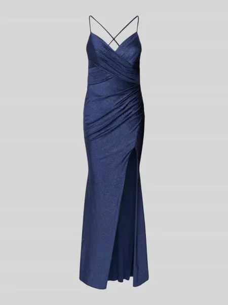 Sukienka wieczorowa w stylu kopertowym Mascara niebieska