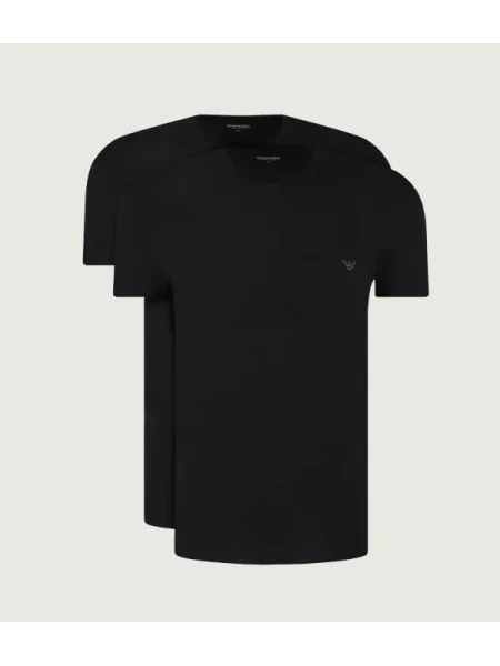 Tricou Emporio Armani cu decolteu în U negru