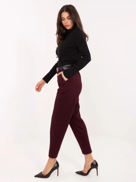 Pantaloni Rue Paris cu talie înaltă negru