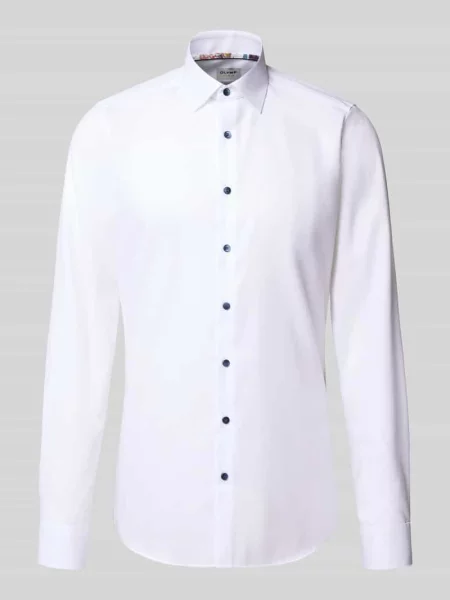 Koszula biznesowa o kroju slim fit z bardzo długim rękawem Olymp Level Five biała