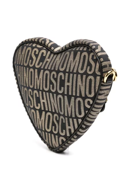 Geantă plic Moschino din jacard cu autograf negru