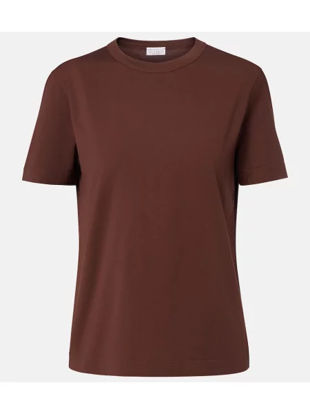 Tricou Brunello Cucinelli din jerseu maro