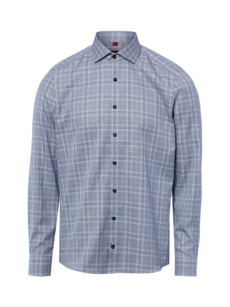 Finshley & Harding koszula biznesowa non-iron Mężczyźni Slim Fit niebieski|biały w kratkę 37 biała