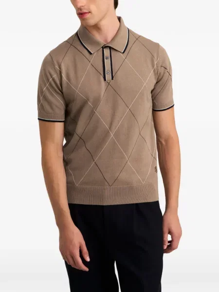 Polo Pringle Of Scotland argyle καφέ