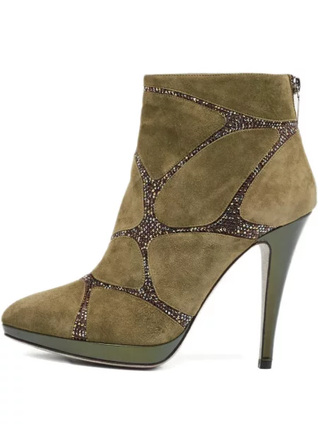 Botine Rene Caovilla din piele de căprioară verde