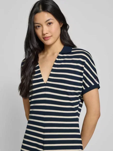 Sukienka polo mini o taliowanym kroju z mieszanki lyocellu Tommy Hilfiger granatowa