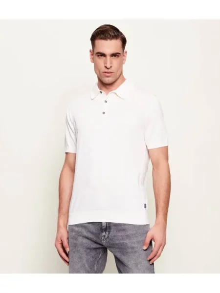 Sand Copenhagen Polo cu adaos de mătase alb