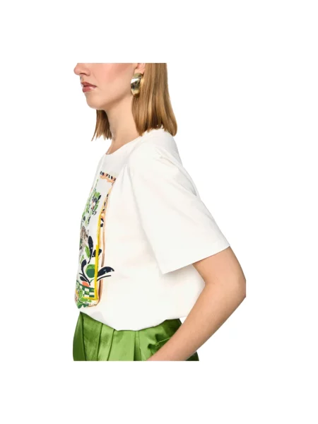 Marc Cain Koszulka Z Kamieniami Ozdobnymi weiss biała