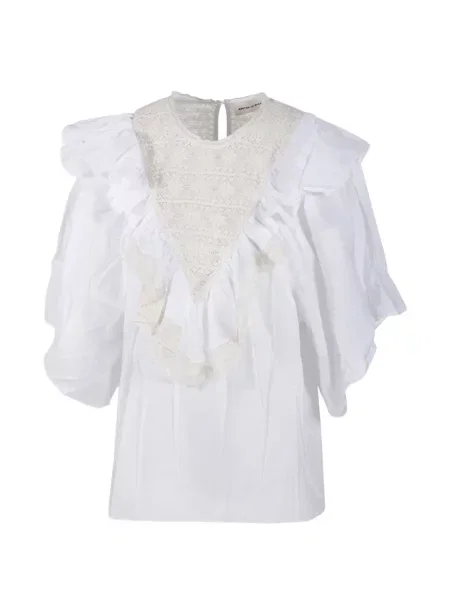 Bluză Antik Batik cu volane din dantelă alb
