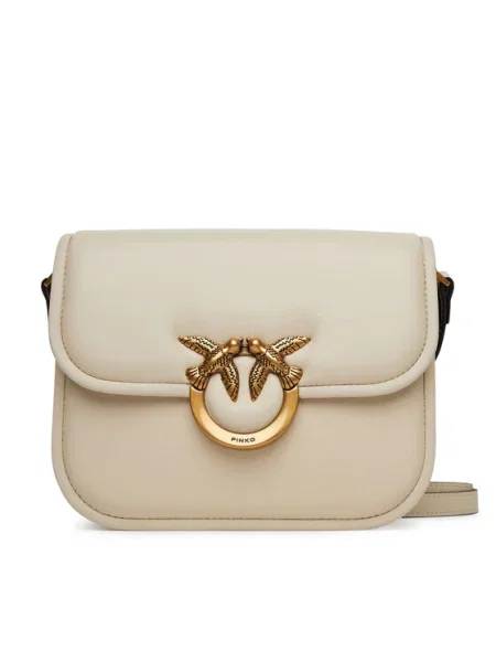 PINKO Geantă Love Box Bag Fl Mini Écru alb