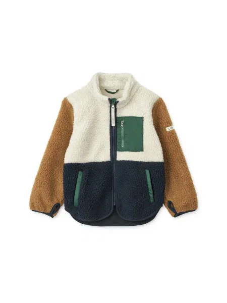 Liewood Jachetă fleece Nolan bleumarin / maro / verde smarald alb