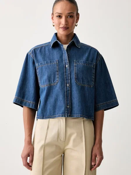 Weekend Max Mara cămașă pentru femei din denim WKDZANNATA albastru