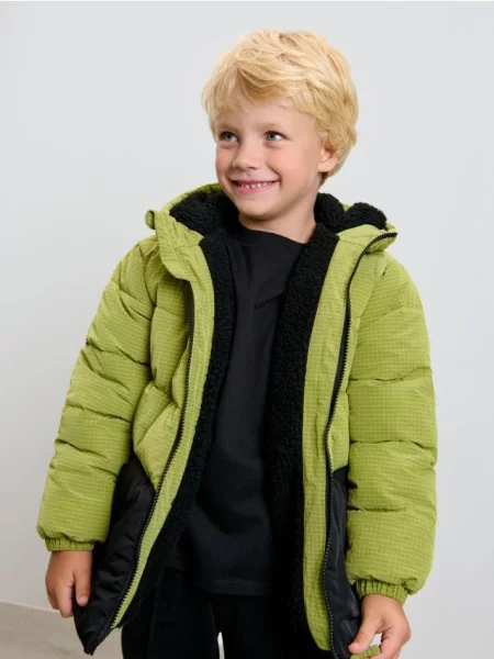 Sinsay Bunda puffer s kapucí zelená