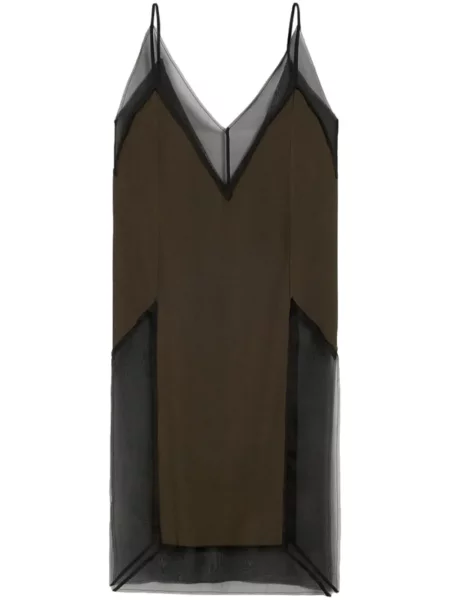 Rochie midi Ami Paris cu bretele maro