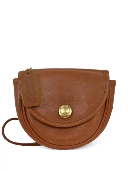 Mini curea Coach din piele mini maro