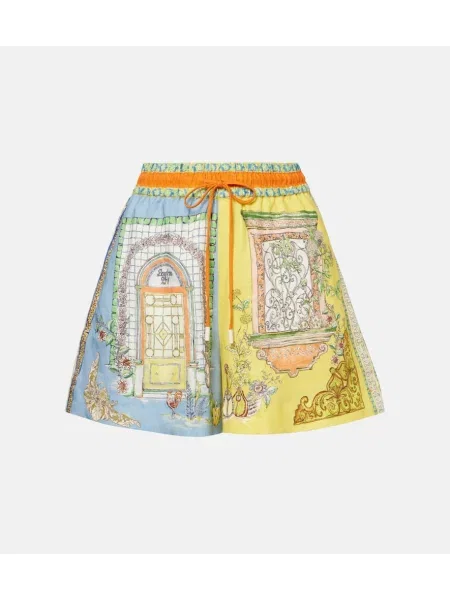 Pantaloni scurți Alemais cu talie înaltă de in cu imagine