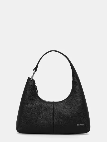 Calvin Klein τσάντα hobo γυναικεία δερμάτινη μαύρο