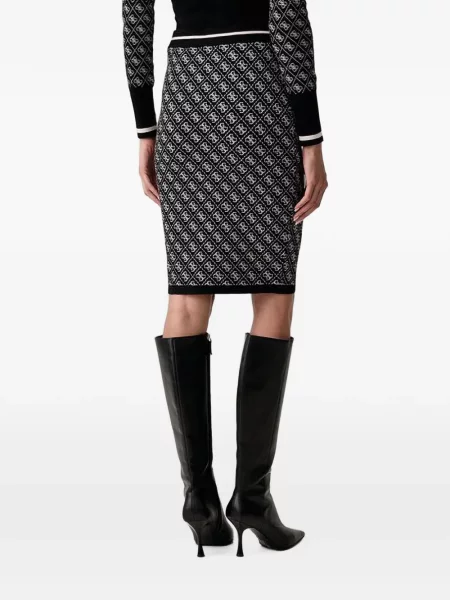 Fustă midi Guess tricotate cu imagine negru