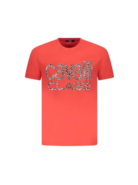 Koszulka Cavalli Class w zebrę z logo czerwona