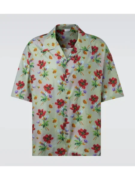 Копринена риза Loewe на цветя зелено