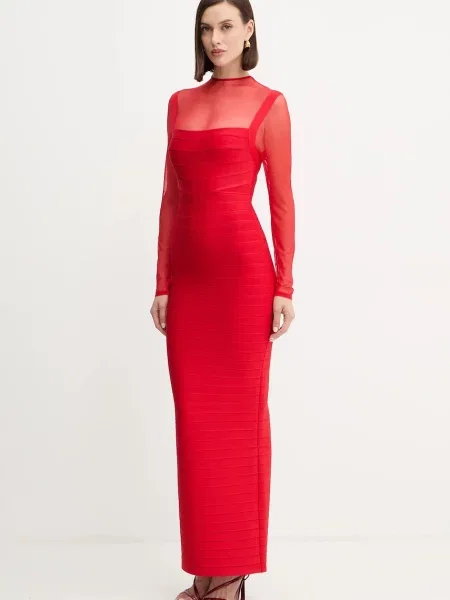 Herve Leger rochie Ella midi mulată roșu