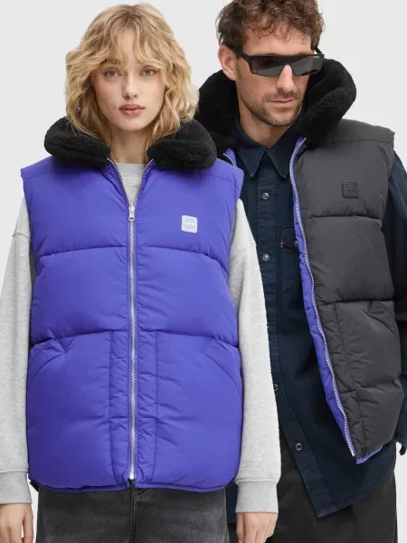 A.P.C. bezrękawnik dwustronny doudoune teddy zimowy niebieski