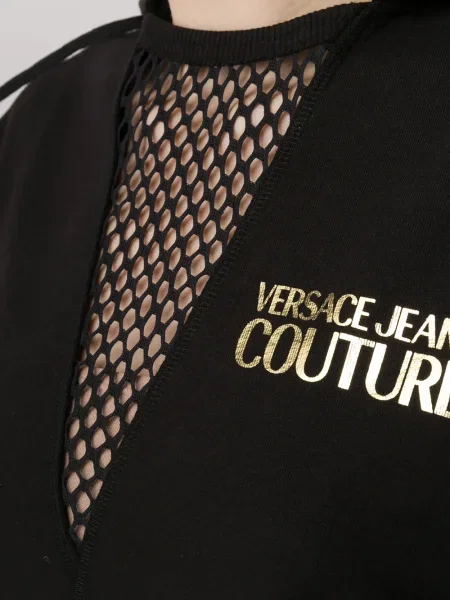Hanorac cu glugă Versace Jeans Couture plasă negru