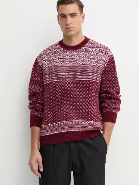 Armani Exchange sweter z domieszką wełny bordowy lekki brązowy