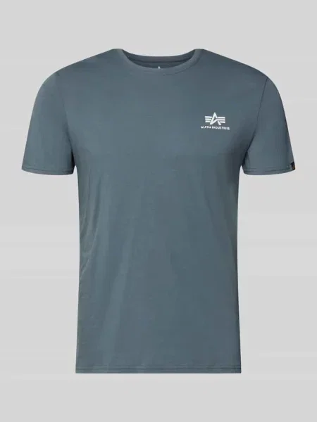 T-shirt z detalami z logo Model BASIC' Alpha Industries