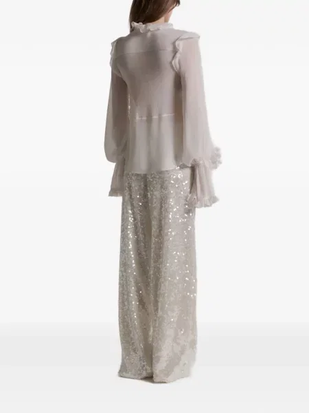 Pantaloni Alberta Ferretti cu paiete alb