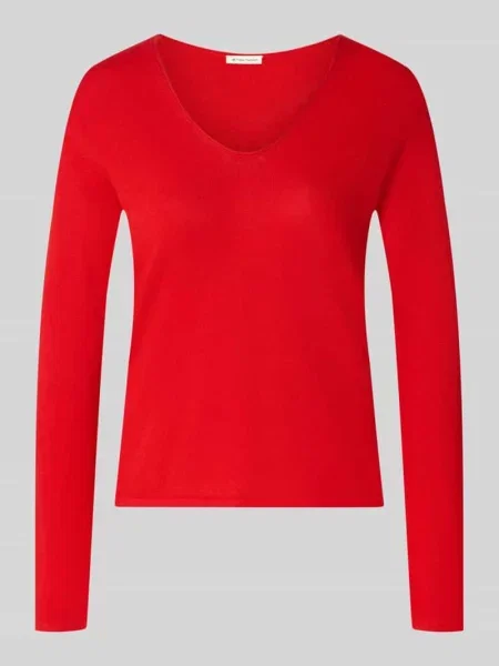 Sweter o kroju regular fit z mieszanki bawełny Tom Tailor czerwony