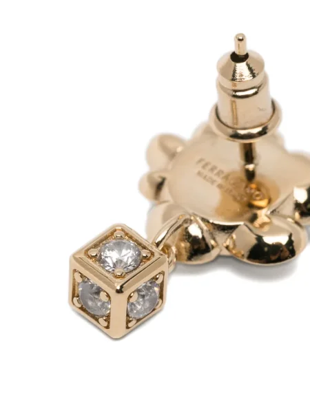 Cercei Ferragamo de cristal auriu