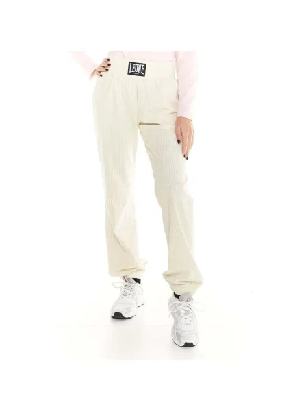 Pantaloni sport Leone 1947 de catifea cord alb