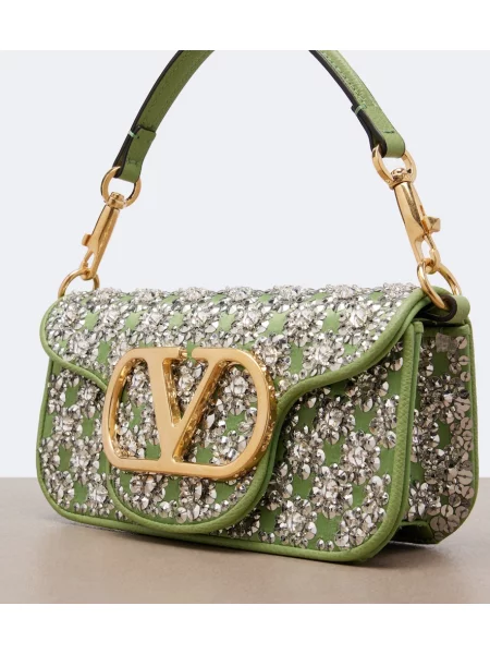 Satenska torbica Valentino Garavani zelena